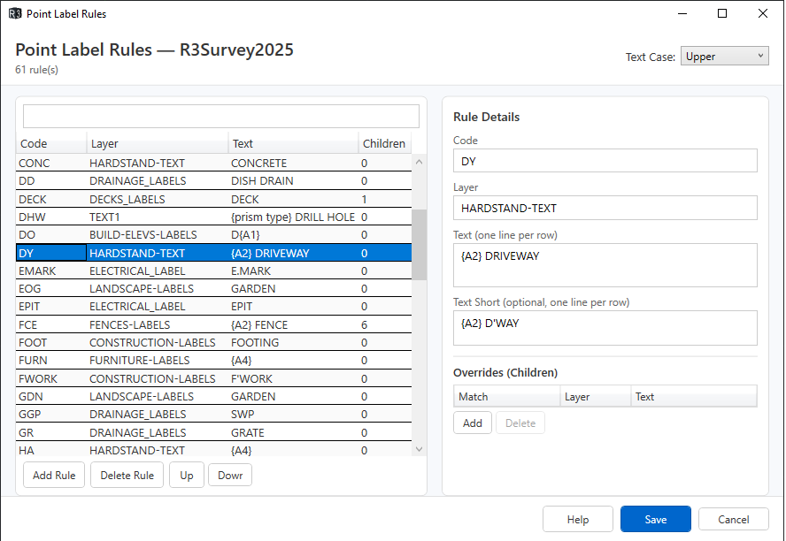Point Label Rules Editor