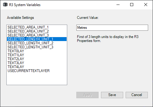 R3SYS system variables form